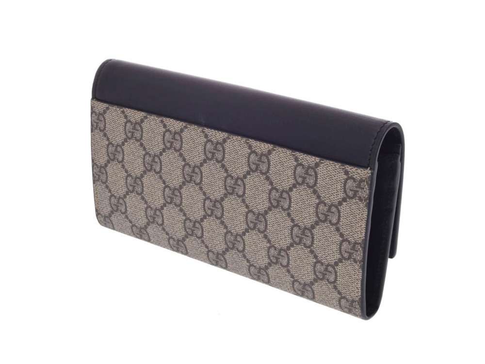 Gucci GG beige long Supreme zip around black wallet